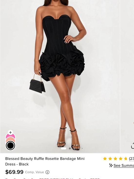 Fashion Nova Dresses & Skirts - Fashion Nova Black Strapless Ruffle Rosette Mini Dress